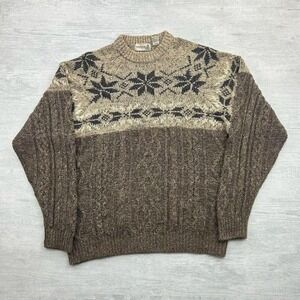 Vintage Fieldmaster Sweater Adult Large Tall Beige Brown Geometric Print